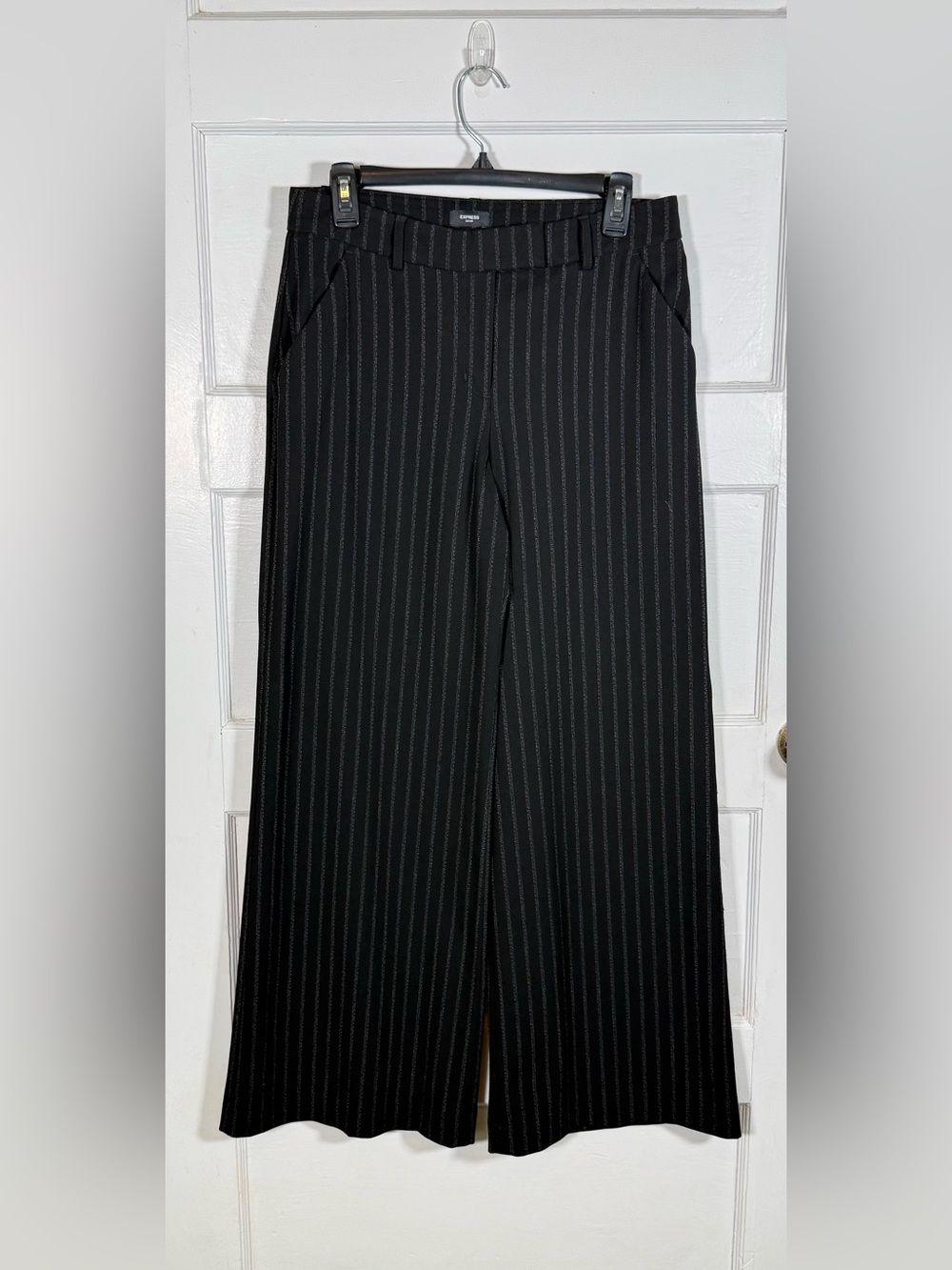 Express Black Pinstripe Wide-Leg Women's Trousers